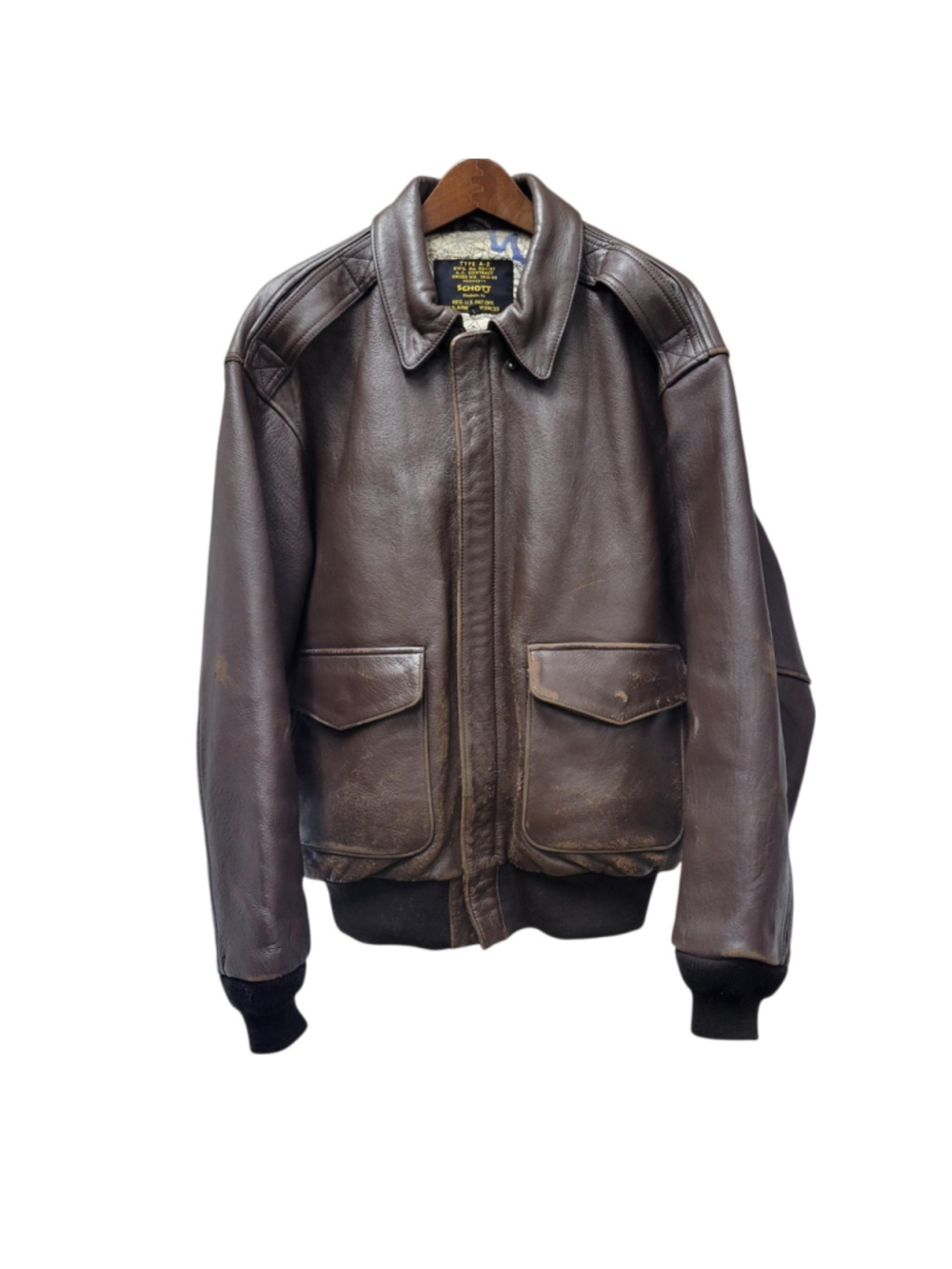 SCHOTT NYC A-2 Flight Men US ARMY AIRFORCES Leather Full-Zip Bomber Jacket Large
